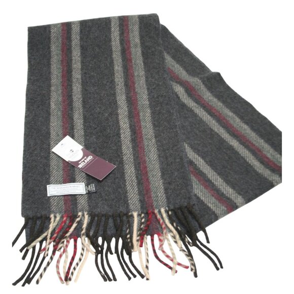 The Woollen Market Wool Cashmere Blend Striped Scarf 10x77 Made in Ireland NWT - Picture 1 of 3
